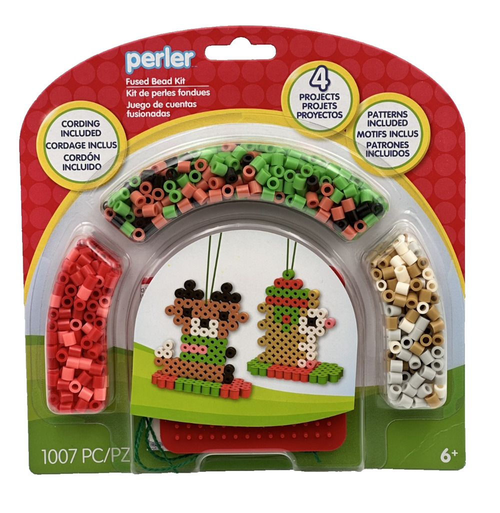 Perler Christmas Ornament Fused Bead Kit 1007 Pcs 4 Holiday Projects Patterns